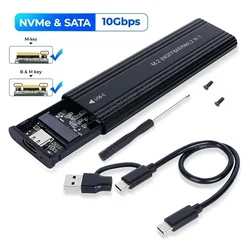 High - Speed Aluminum NVMe M.2 SSD External Enclosure with USB - C Connectivity (NVME SATA 10Gbps)