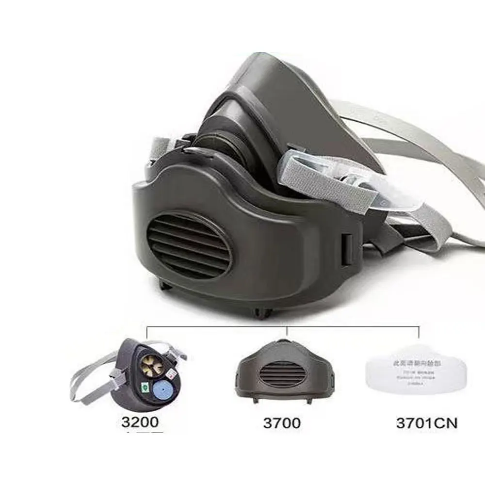 21in1 Half Face Dust Mask Respirator Dust-Proof Work Safety Rubber Mask Cotton Filter