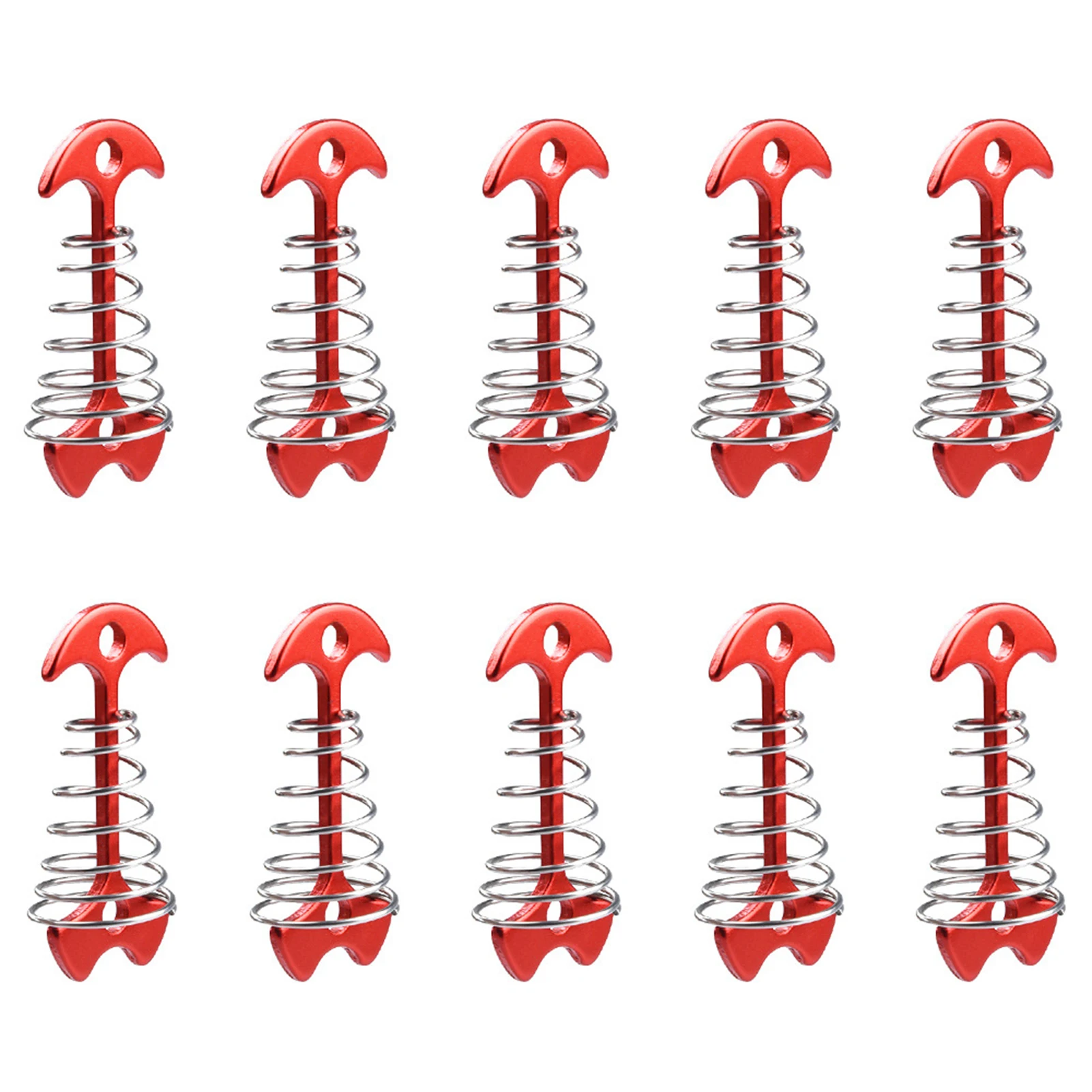 

10pcs Tent Stakes Camping Aluminium Alloy Spring Fishbone Hook Outdoor Deck Anchor Pegs Plank Floor Fixed Nails Adjustable