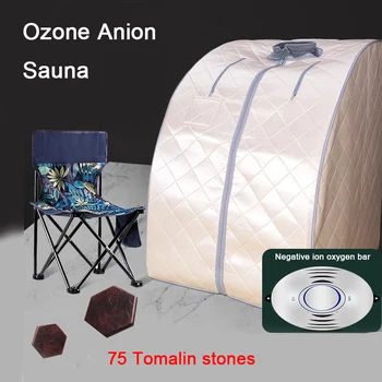 220V สี่หรือห้าแผงซาวน่ากล่องไอออนลบซาวน่าห้อง 75 หิน Tomalin แบบพกพาซาวน่า Full Body ขนาดใหญ่เต็นท์ 1