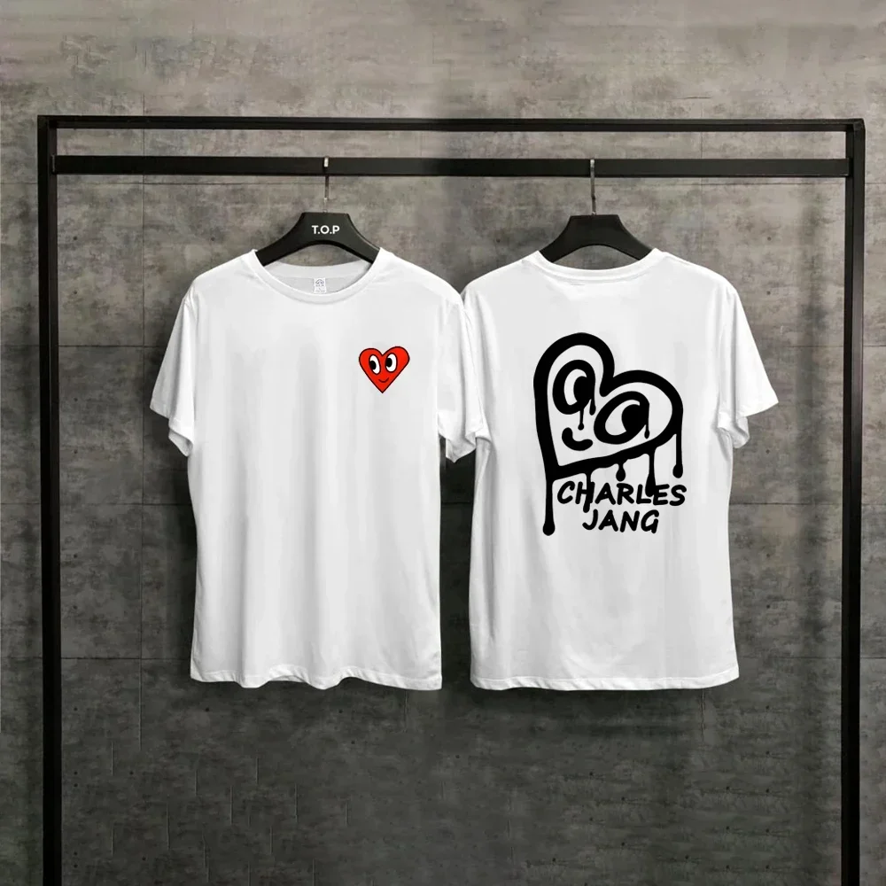 thumbnail image 1 of Nueva camiseta de talla grande para otoño/invierno, camiseta de algodón de gran tamaño, camiseta de mujer con estampado de amor, manga corta, informal, cuello redondo, transpirable, 1 of 5