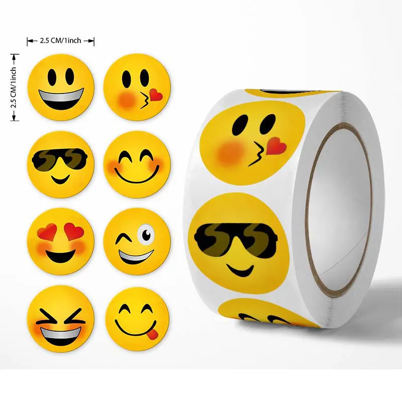 Roll Packaging Stickers Amazon cross-border Creative Funny Expression Design Party Decoration Labels