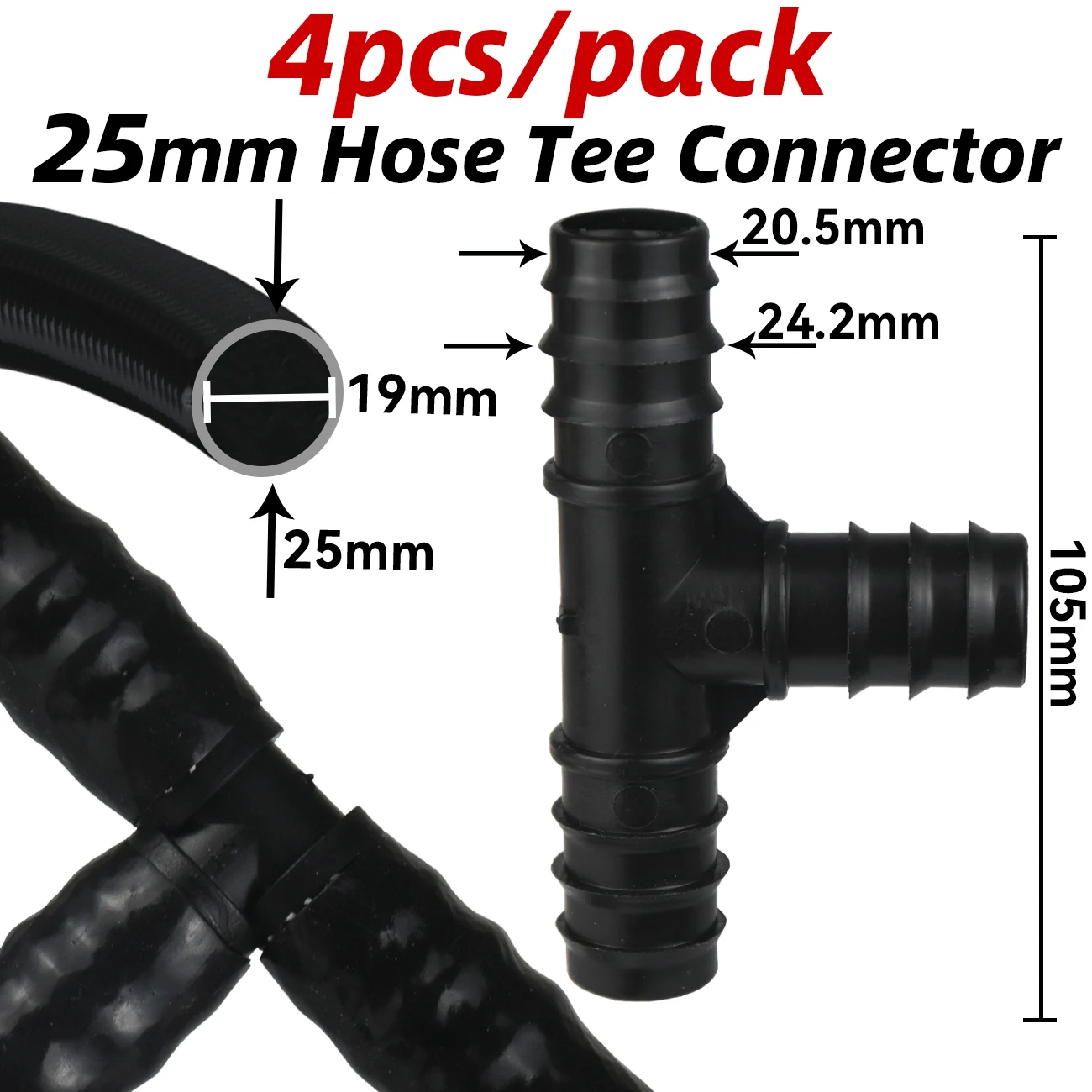 Barb Adapter Tee Elbow 16mm 20mm 25mm PE Hose To 1/2" 3/4" Male Female Thread Connector Garden Drip Irrigation Watering System 5