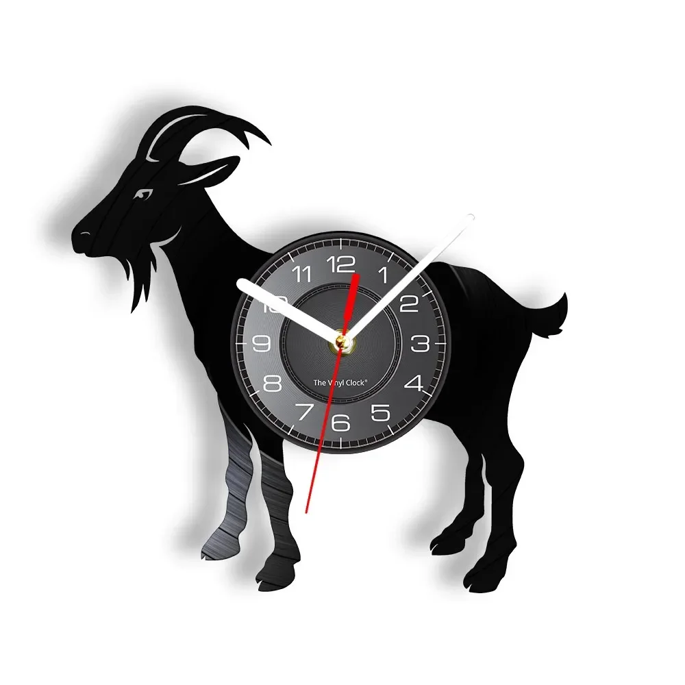 

Goat Silhouette Vinyl Record Wall Clock Antelope Impala Gentle Animals Longplay Record Wall Watch Black Home Hanging Decoration