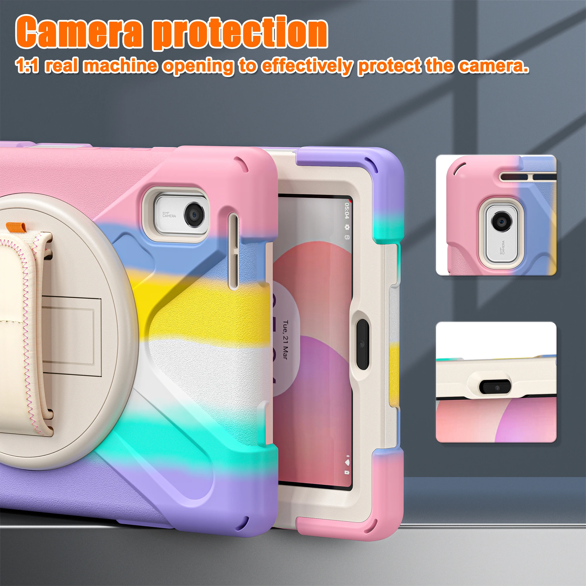 Rugged Shockproof Protective Case with 360° Rotation and Hand Strap