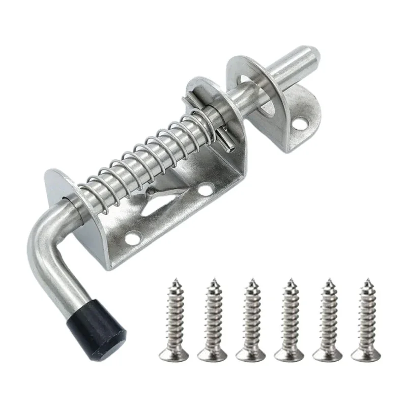 

1/2pcs Heavy Duty Spring Loaded Latches Pin Sliding Barrels Door Lock Thickened Latches for Indoor and Outdoor Gate