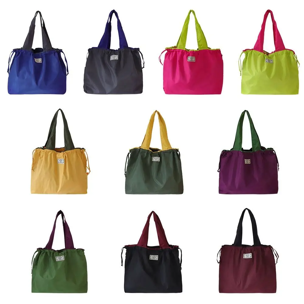 접이식 드로스트링 숄더백, 범용 여행 식료품 가방, 재사용 가능한 친환경 슈퍼마켓 쇼핑백, 방수 가방