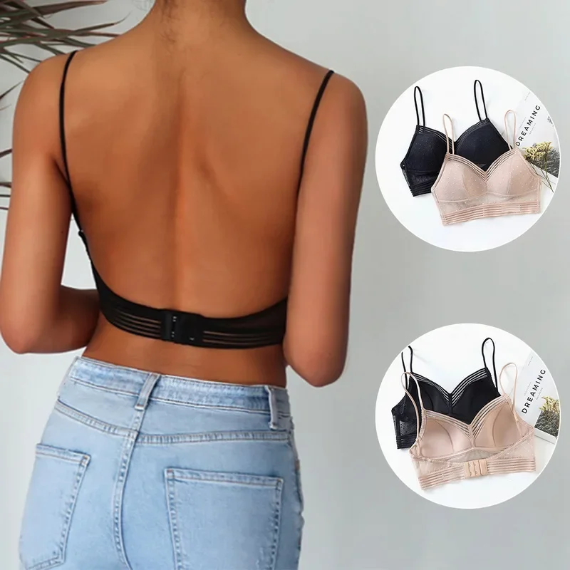 Low Back Bras for Women, Lace Seamless Lingerie Sexy Backless