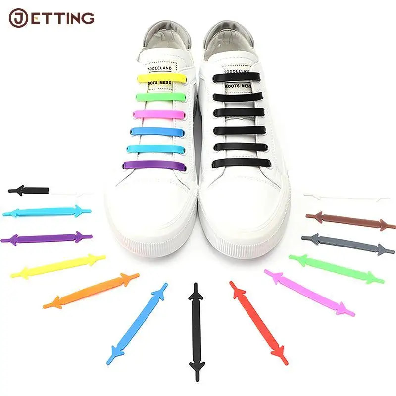 

12pcs/lot NEW Silicone Shoelaces No tie Elastic Shoe Laces Special Shoestrings for Kid/Adult Lacing Rubber Sneakers Shoe Lace