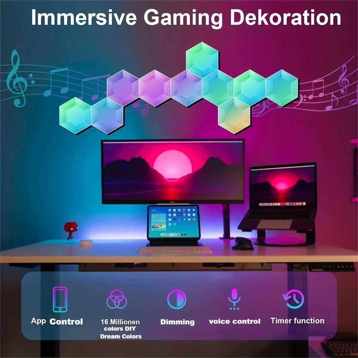 LED Hexagonal Quantum Lamp Smart Wall Panel Light RGBIC RGB Dream Color WIFI APP Voice Control Music Sync Work With Alexa Google led light led panel
