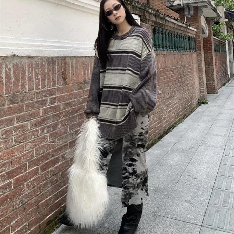 Large Capacity Crossbody Bag Faux Mongolia Sheep Fur Bags for Women Trend Y2k Girl Harajuku Fluffy Furry Satchel Female