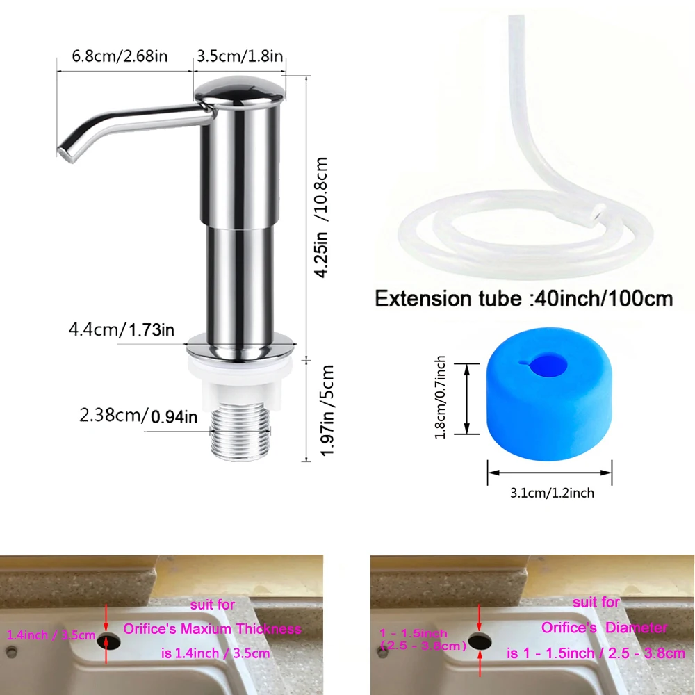 Description Picture 5 of itemUseful Kitchen Sink Liquid Soap Dispenser With Long Soft Tube Durable Plastic Pump Household Tools