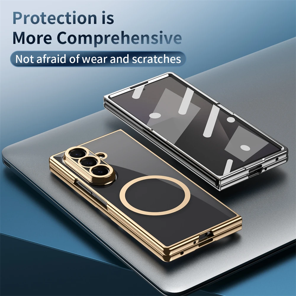 Magnetic Clear Phone Case with Wireless Charging for Transparent Folding Protection