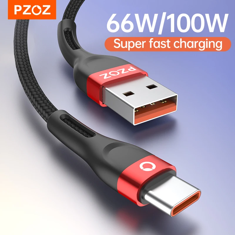 Pzoz 66W 100W 6A Cavo Usb Tipo C Per Huawei P40 Pro Mate 30 P30 Pro Caricabatterie A Ricarica Rapida Supercharge 2M Dati Usb-C Cavi Filo