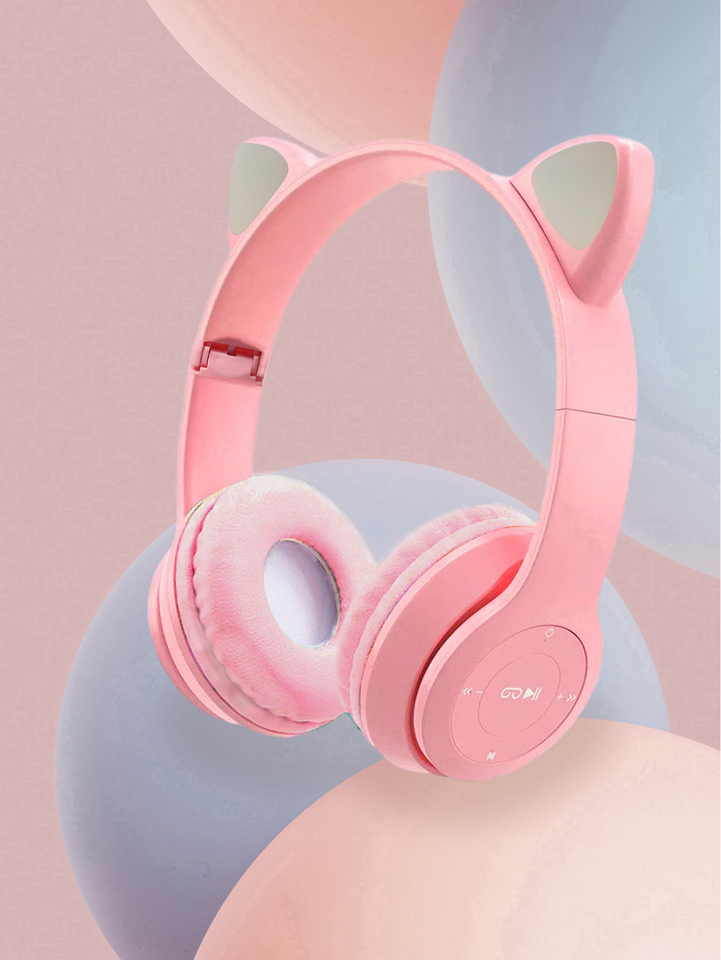 Wireless Headset, Jerry 5.0 upgrade, long range, noise cancelling, Glitter Cat ear headset wireless headphones