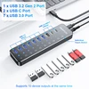 RSHTECH USB C Hub Splitter Individual Touch Switches with 10Gbps USB-A & 2 USB-C Data Ports 7 USB-A 3.0 Ports for Macbook Laptop 2