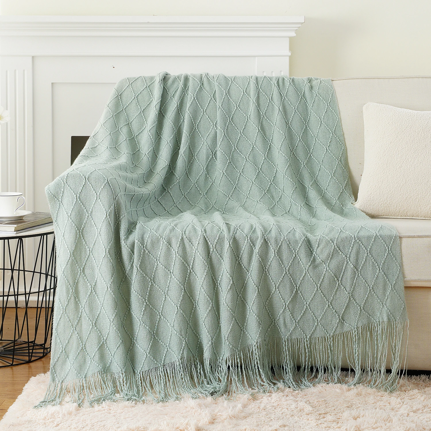 Battilo Teal Blue Blanket Battilo Plaid Knitted Throw Blanket Soft