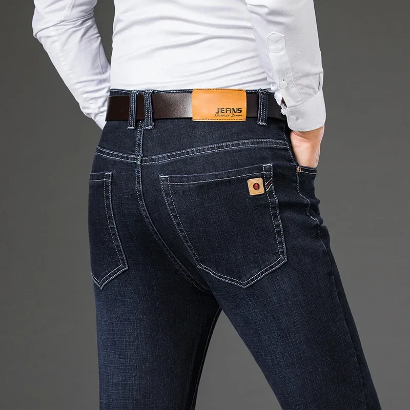 Autumn Winter New Business Casual Jeans for Men Stretch Straight Loose Versatile Men's Denim Long Pants Large Size 44 46 6