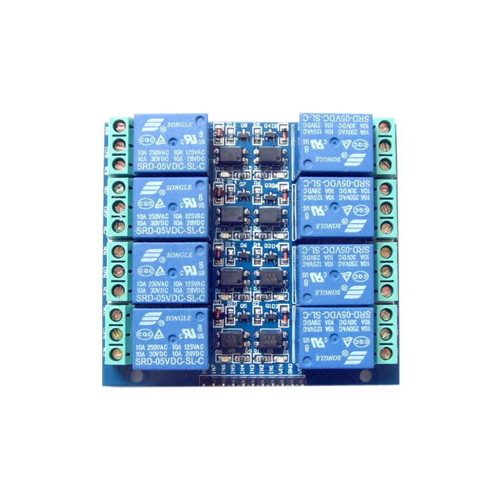 

Durable 8 Way Relay Module 5V10A On Board EL817 Optocoupler Relay Board Single-way Low Level Trigger Relay Support 3.3V/5V Level