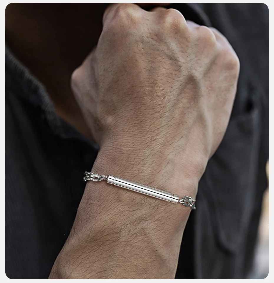 Vnox Urnen-Armband für Feuerbestattung für Männer und Frauen, zu öffnendes Rohr aus Edelstahl, Aschehalter-Gedenkarmband – Detail 3