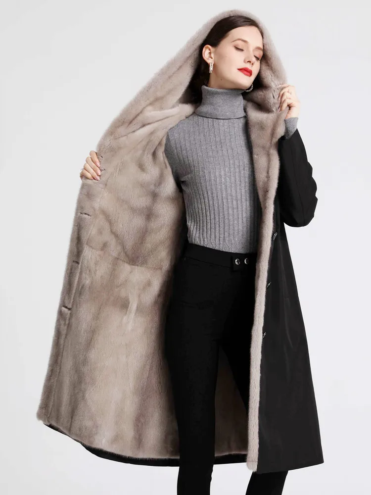 Winter Mink Detachable Liner Female Nick Garment Rex Rabbit Fur Mid-Length Faux Fur Coat