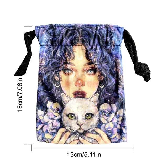 13X18Cm Rejtélyes Lány Bársonyos Tarot Kártya Tároló Táska Társasjáték Mini Húzózsák A Rajongóknak Tasak Utazási Ajándék - Image 6