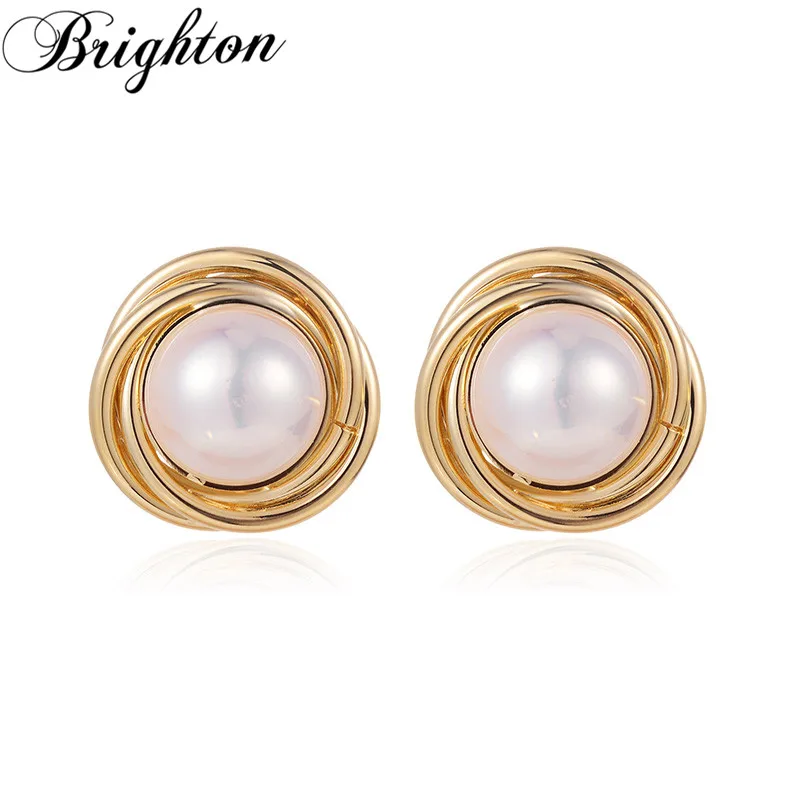 

Brighton High Quality Elegant Bijou Shell Pearl Stud Earrings For Women Fashion Wedding Party Trendy Jewelry Gift Female Charm
