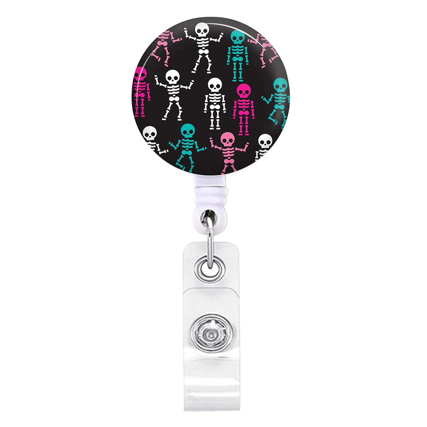 Funny X-ray Technician Badge Reel With Black Glitter - Retractable ID Holder For Radiology Staff