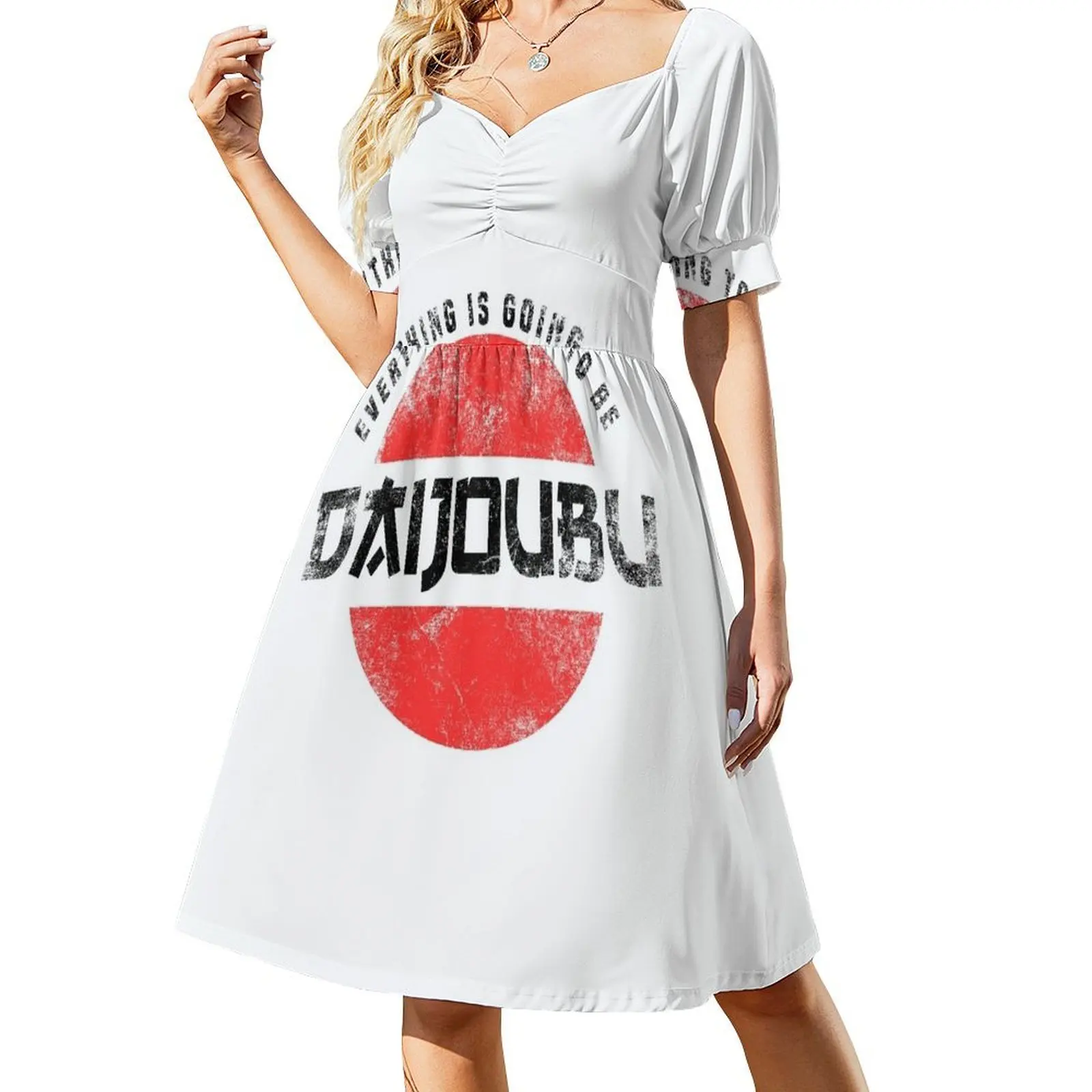thumbnail image 1 of Todo va a estar bien - Kanji japonés para OK/Está bien Vestido de manga corta Vestido largo mujer verano, 1 of 8