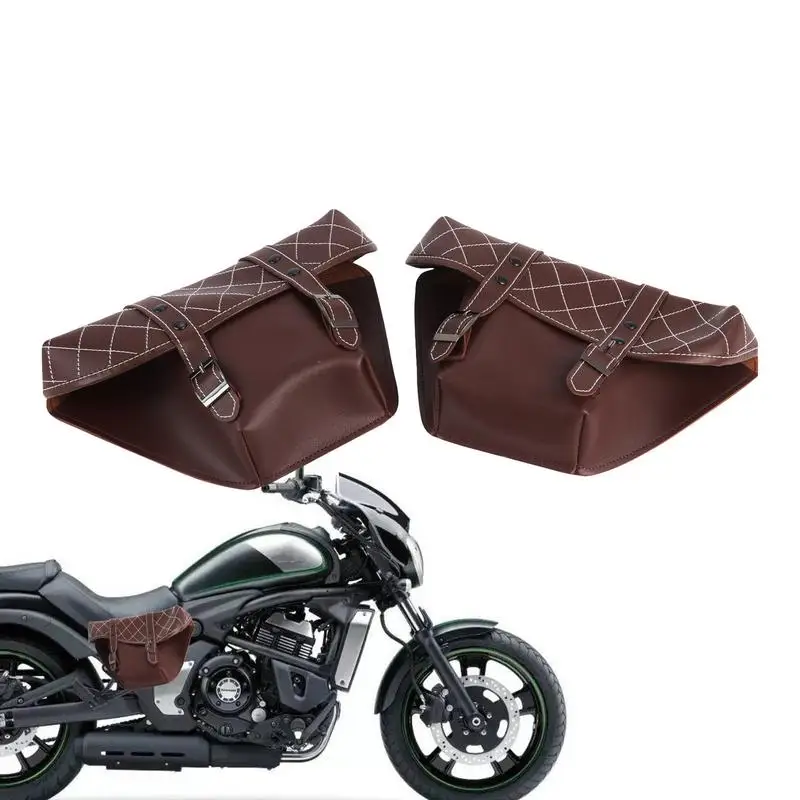 Motorcycle Panniers 2PCS Vintage Leather Tool Side Bag Universal Motorcycle Saddlebags Side Tool Pouch Storage Tools Pouch Bad