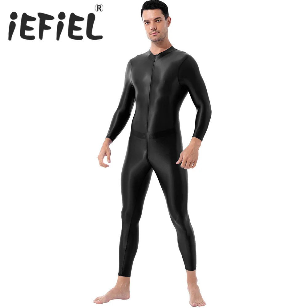 Mens Clubwear Jumpsuit Lingerie Nightwear Romper High Neck Long Sleeves Nightclub Party Dancewear Costumes Leotard Bodysuit