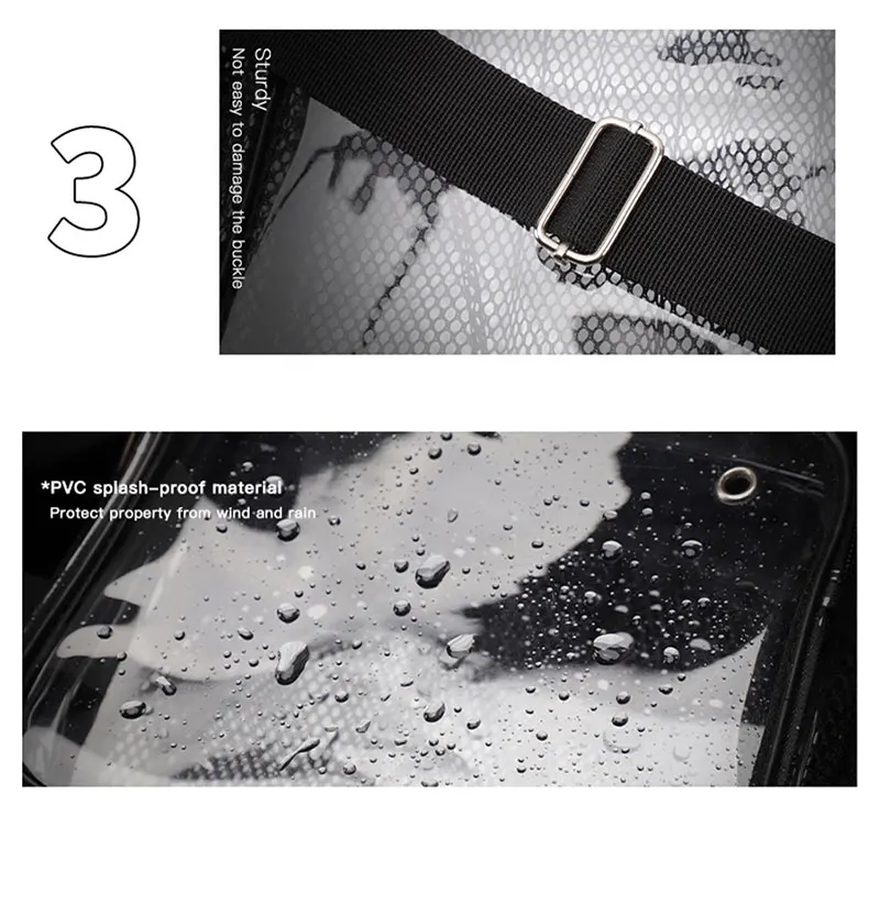 TINYAT Leichte, wasserdichte, transparente PVC-Tasche für Damen mit Netzgurt, Kopfhöreranschluss und Regenschirm, für Handys mit 9,7 Zoll iPad
