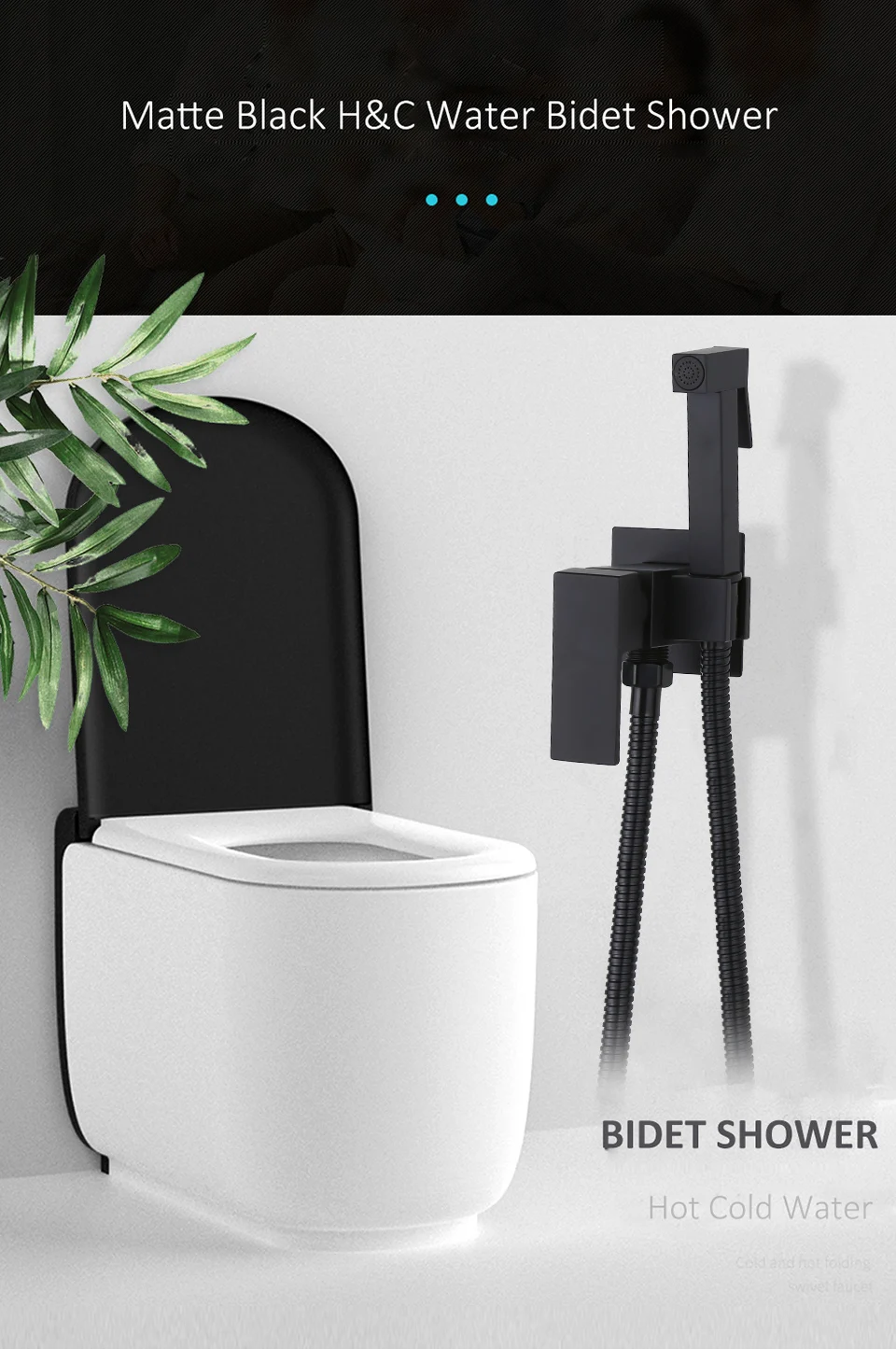 Description Picture 4 of itemBidet Faucet Brass Shower Tap Washer Mixer Cold Hot Water Mixer Crane Square Shower Sprayer Head Tap Toilet Faucets