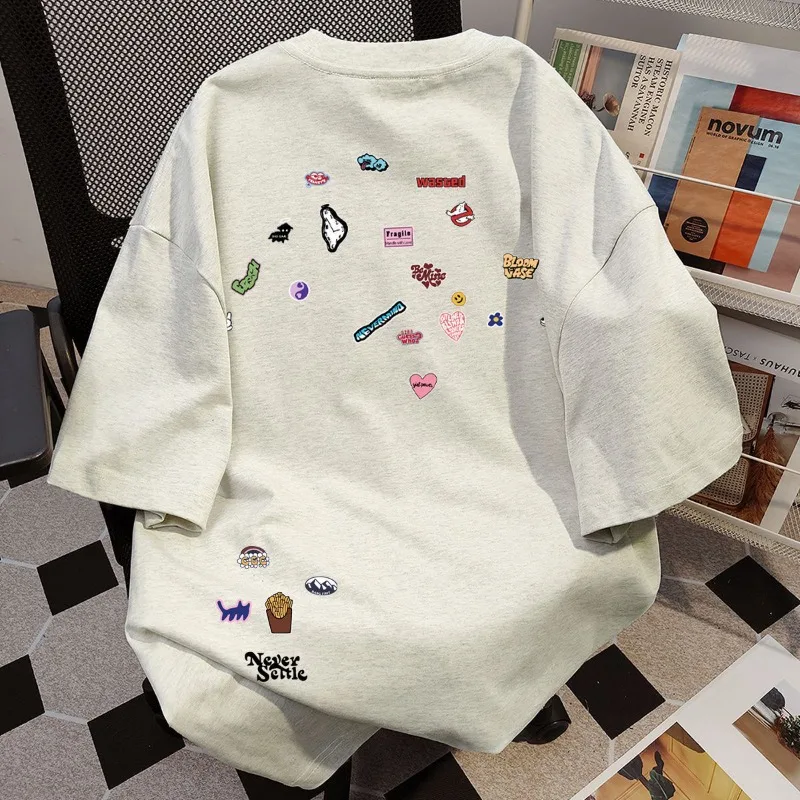 

Cute Fun Printed T-shirts Men and Women Pure Cotton Streetwear Summer Fashion Trend Comfy Couple Short Sleeved Top Harajuku