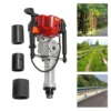 52CC T Post Driver Piledriver 2 Stroke Pile Driver Hammer Fence Post Driver Single Cylinder Air-Cooling w/ 3 Post Driving Head 1