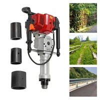 52CC T Post Driver Piledriver 2 Stroke Pile Driver Hammer Fence Post Driver Single Cylinder Air-Cooling w/ 3 Post Driving Head 1