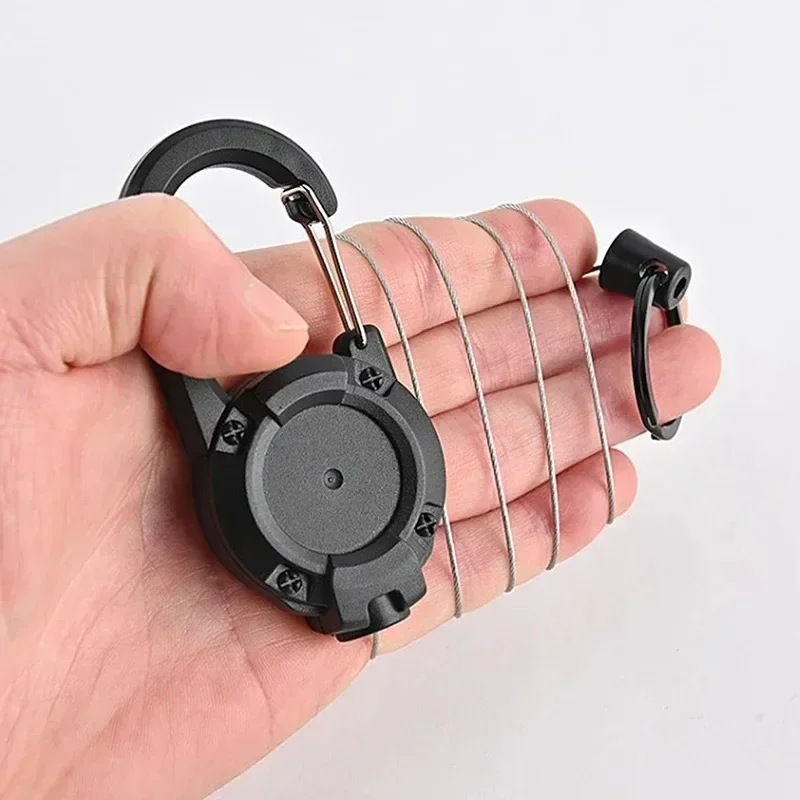 1/3Pcs Automatic Retractable Wire Rope Antitheft Easy-to-pull Buckle Rope Elastic Keychain Sporty Retractable Key Ring Anti Lost