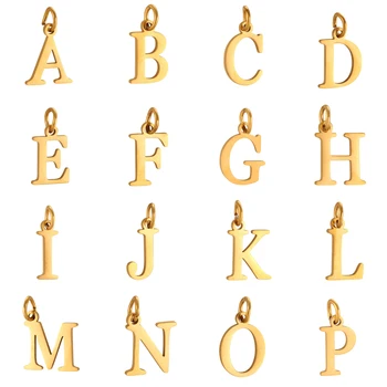 5Pcs Stainless Steel Initial Alphabet Charms Fadeless English Letter Pendant DIY Necklace Bracelet Gift Jewelry Making Supplies