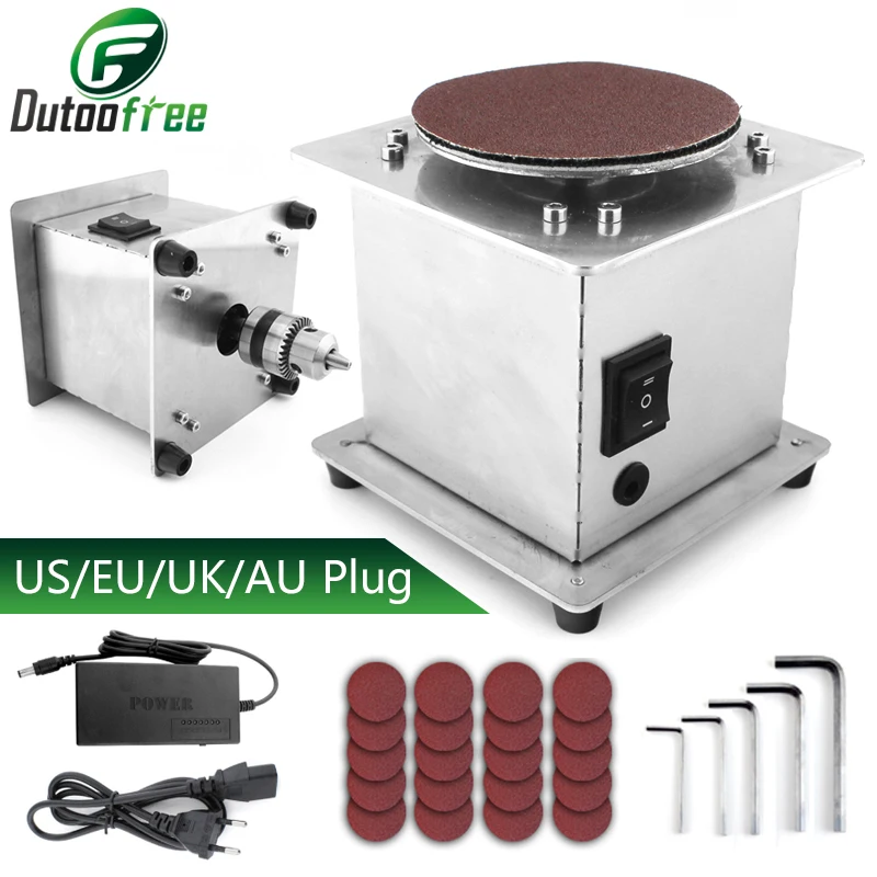 Mini Bench Disc Sander Electric Edge Sharpener 20PCS Self-adhesive Disc DIY Benchtop Sanding Polishing Grinding Machine 7 Speed electric polisher electric orbital sander