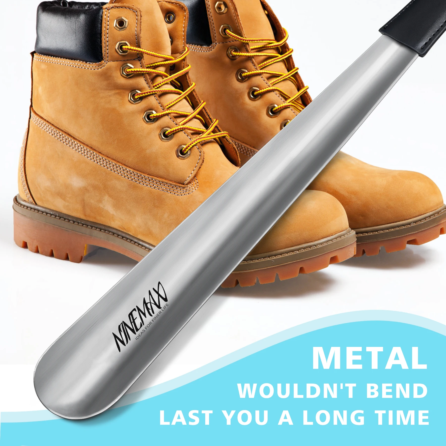 Calzascarpe In Metallo Con Manico Pelle - 2 Pezzi Da 17 E 42 Cm - Foto 9