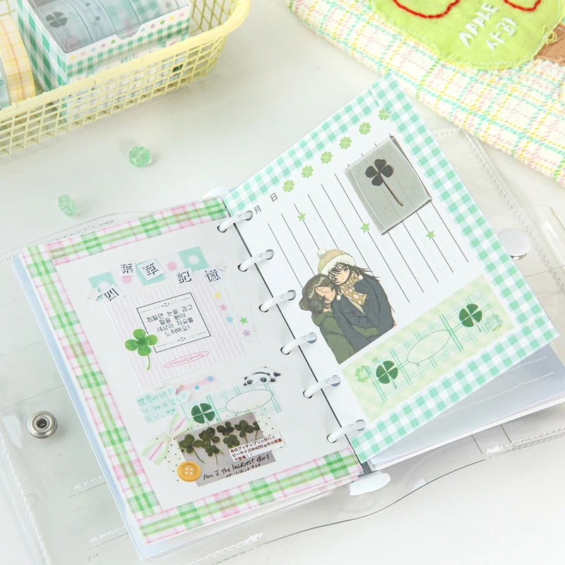 5roll/set Cute Colorful Basis Decoration Tape Planner Handbook DIY Scrapbooking Journal Collage Material Washi Tape 4