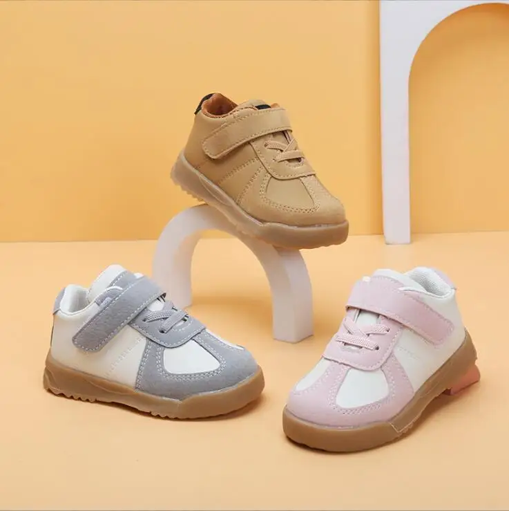 Girls' Sports Shoes Spring Autumn 2023 New Children's Board Shoes Boy Home Casual Shoes Yellow Gray Pink Size 22-31