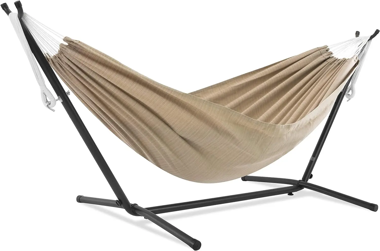 

Double Sunbrella® Hammock with Space Saving Steel Stand, Sand (450 lb Capacity - Premium Carry Bag Included)