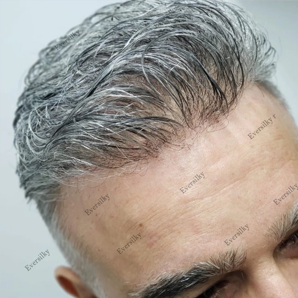 Super Thin Skin 0.02mm Silicon Men Toupee 100% Human Hair Natural HairPieces Man Wig Transparent Pu Replacements System Unit