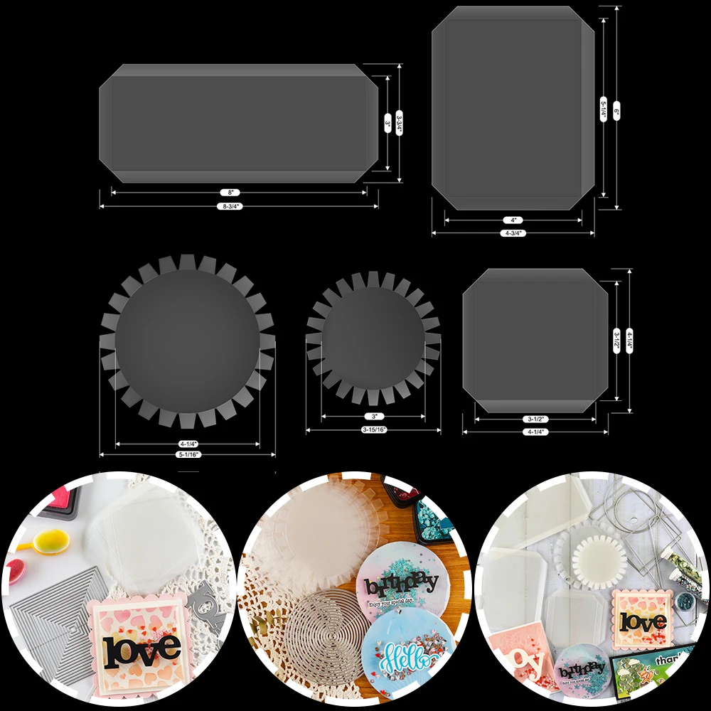 Shaker Domes Set Acetate Sheets 10pcs/pack Clear Flat Shaker Covers for DIY Shaker Cards Making