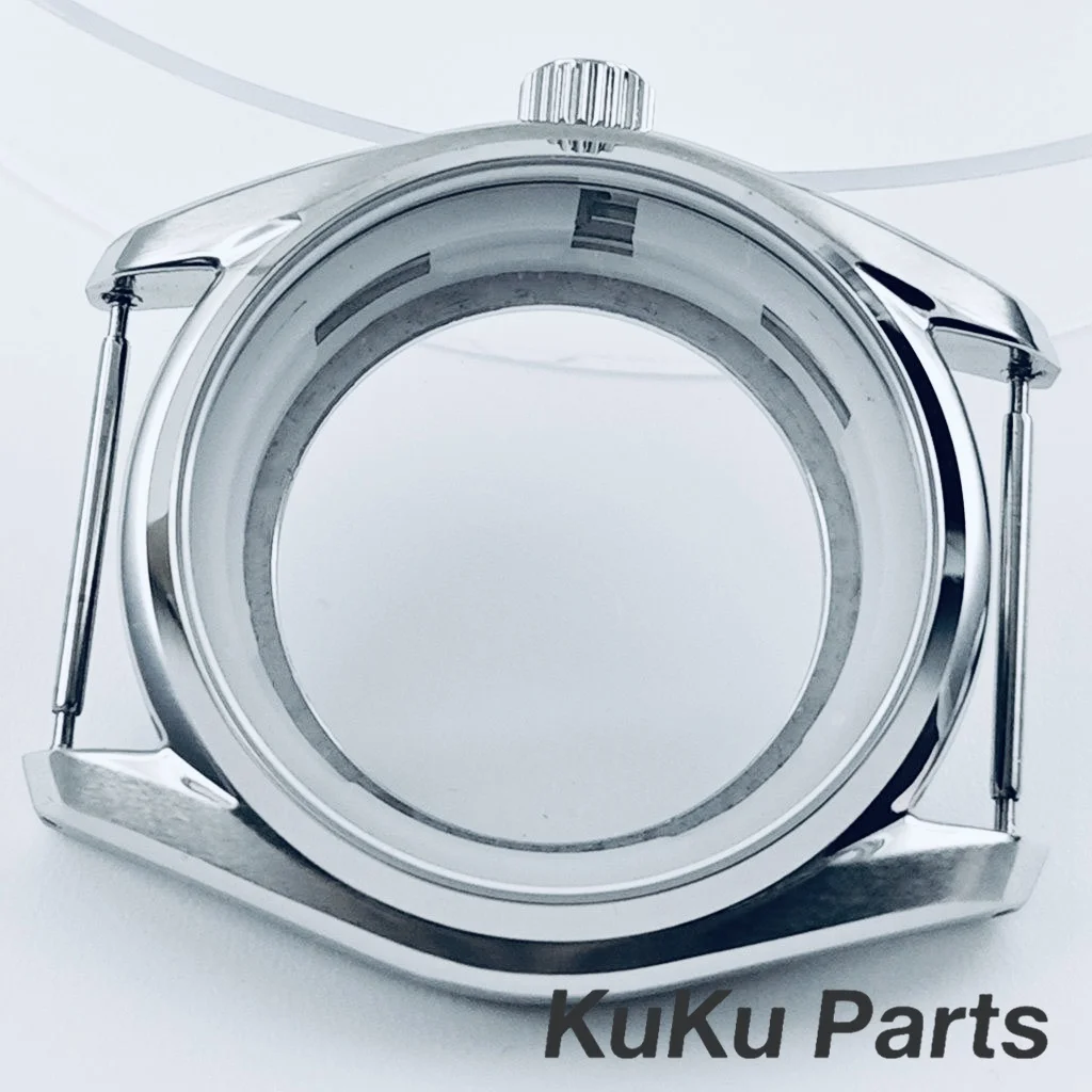 Silver Sapphire Crystal Watch Case with 33.5mm Dial Compatibility