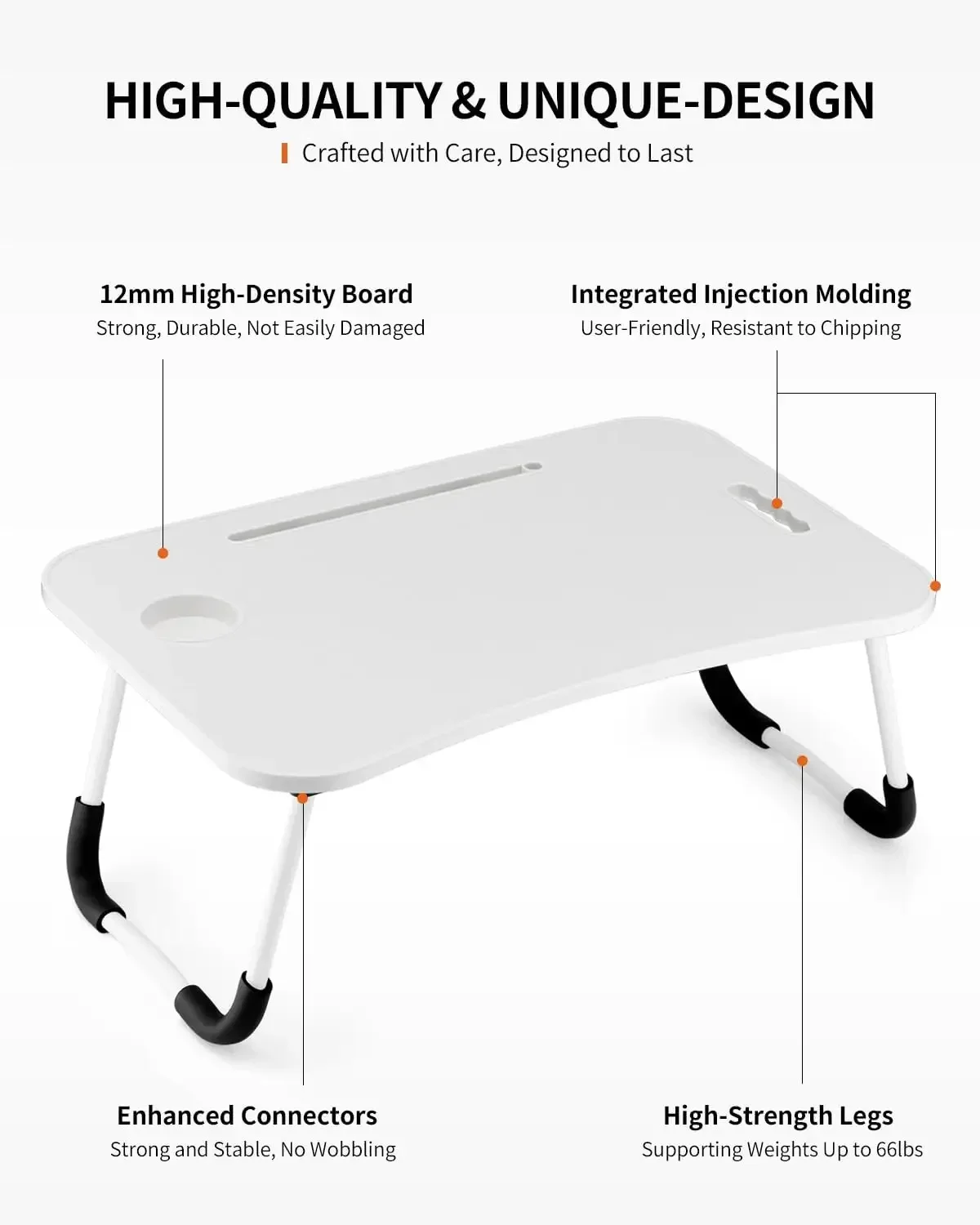 Foldable Laptop Table, Portable Lap Desk Bed Table Tray, Laptop Stand with Cup Holder 5