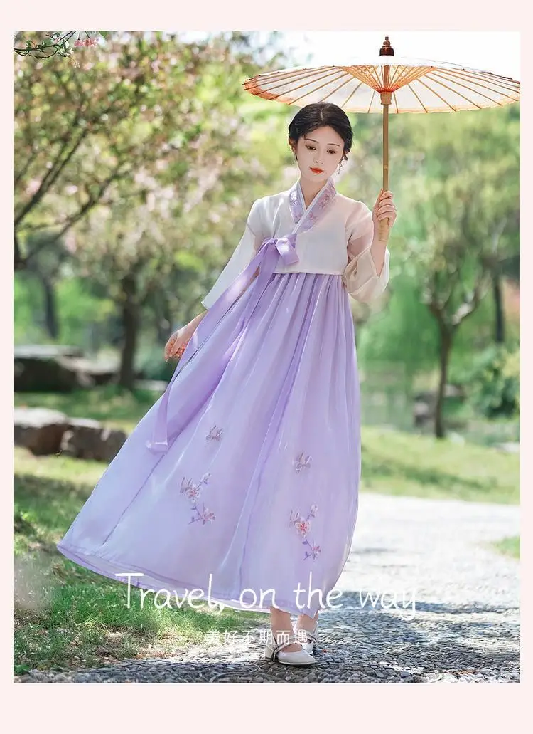 

Orthodox Hanbok Folk Women Traditional Costume Korean Dress Elegant Princess Palace Costume Korea Emboridery Wedding Party