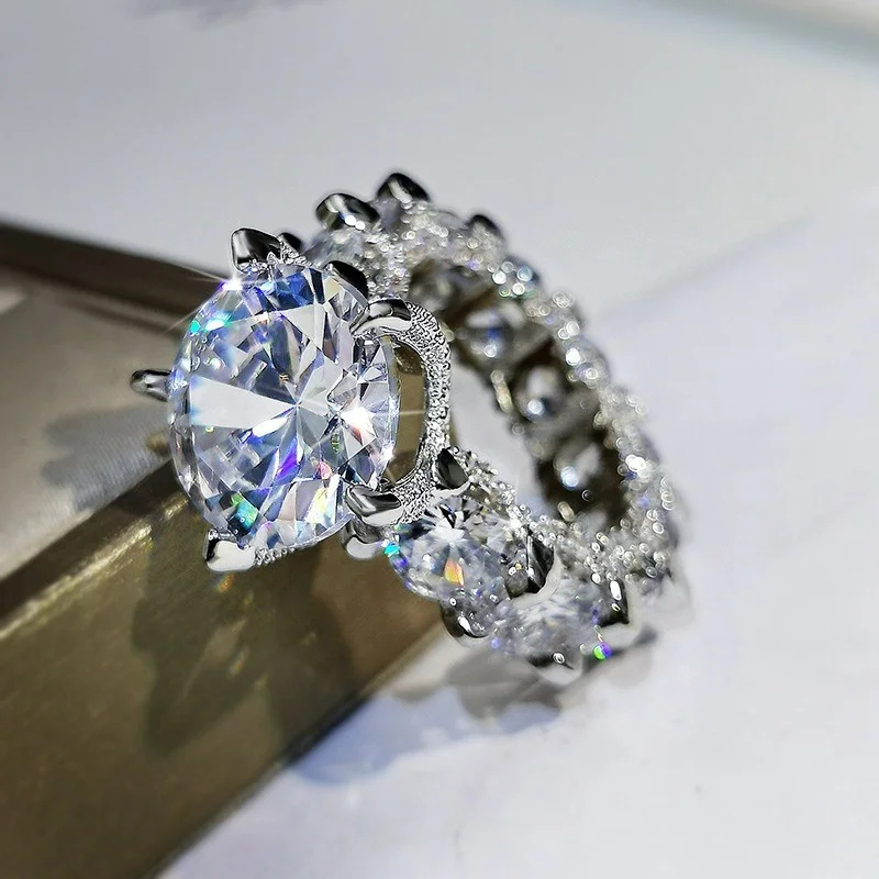 Luxury Designer Crystal Zircon Rings for Women Accessories Moissanite Ring Valentines Day Gift Jewelry Aesthetic Anillos Mujer
