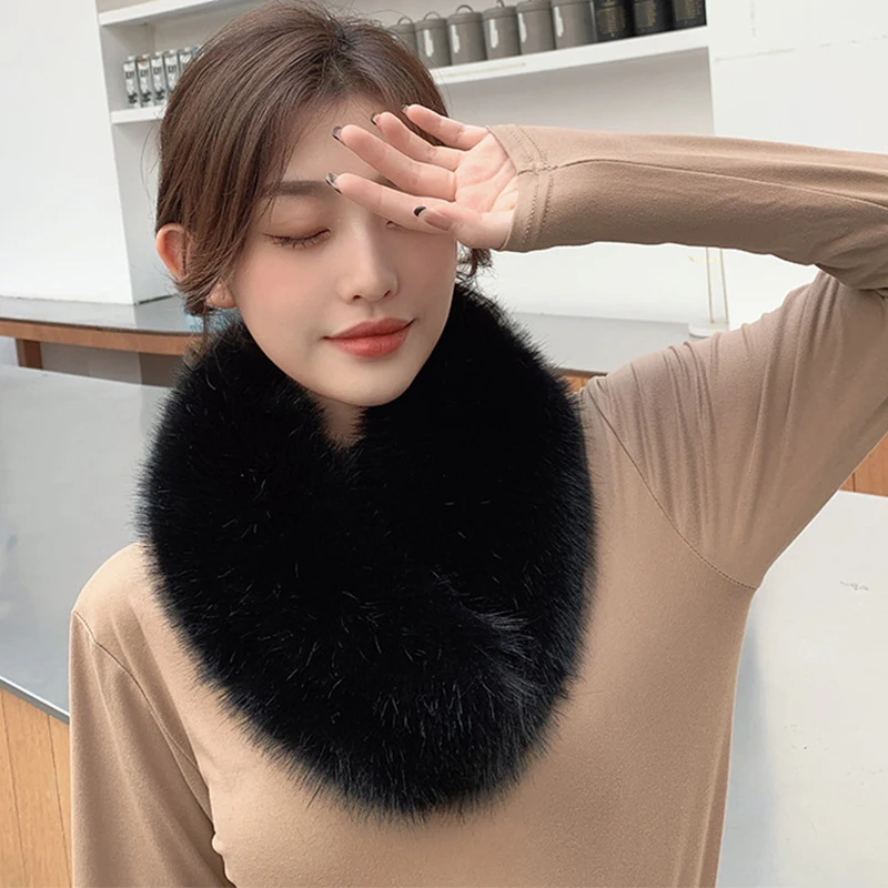 

Winter Scarfs Faux Fur Plush Cross Collar Scarf Shawl Warm Soft Scarves Ladies Furry Kawaii Faux Fox Fur Neckerchief Neck Collar